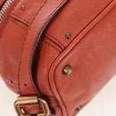 Chloe Paddington Tote Bag Leather Orange Gold Silver Auth 199949V-15