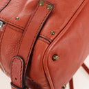 Chloe Paddington Tote Bag Leather Orange Gold Silver Auth 199949V-17