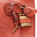 Chloe Paddington Tote Bag Leather Orange Gold Silver Auth 199949V-24