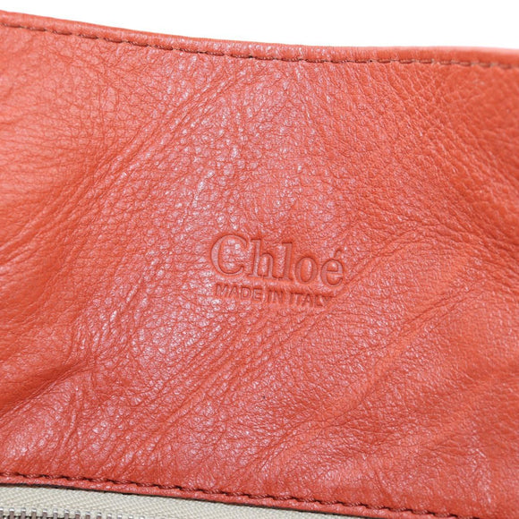 Chloe Paddington Tote Bag Leather Orange Gold Silver Auth 199949V