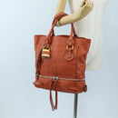Chloe Paddington Tote Bag Leather Orange Gold Silver Auth 199949V-30