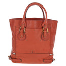 Chloe Paddington Tote Bag Leather Orange Gold Silver Auth 199949V-2