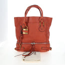 Chloe Paddington Tote Bag Leather Orange Gold Silver Auth 199949V-12