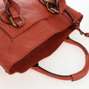 Chloe Paddington Tote Bag Leather Orange Gold Silver Auth 199949V-6