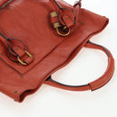 Chloe Paddington Tote Bag Leather Orange Gold Silver Auth 199949V-7