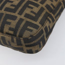 FENDI Zucca Canvas Mamma Baguette Shoulder Bag Black Brown Auth 199953A-14