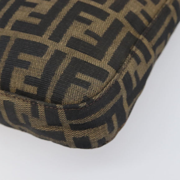 FENDI Zucca Canvas Mamma Baguette Shoulder Bag Black Brown Auth 199953A