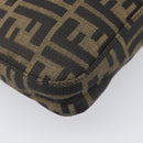 FENDI Zucca Canvas Mamma Baguette Shoulder Bag Black Brown Auth 199953A-15
