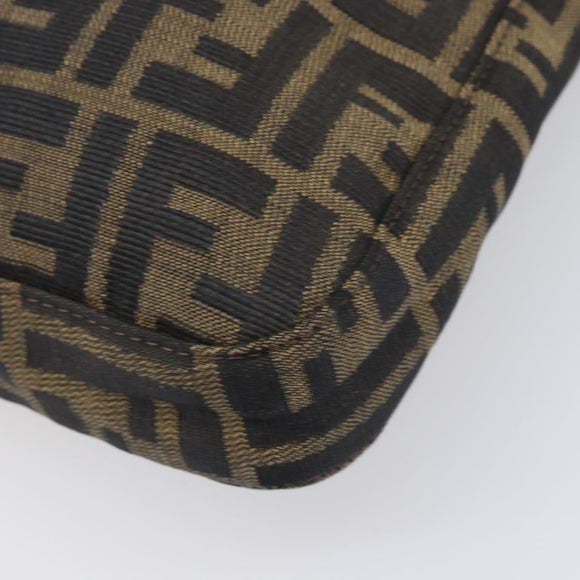 FENDI Zucca Canvas Mamma Baguette Shoulder Bag Black Brown Auth 199953A