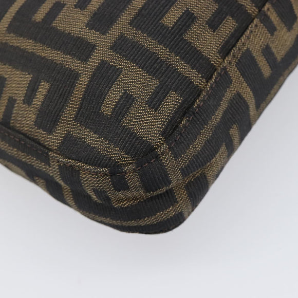 FENDI Zucca Canvas Mamma Baguette Shoulder Bag Black Brown Auth 199953A