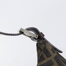 FENDI Zucca Canvas Mamma Baguette Shoulder Bag Black Brown Auth 199953A-17