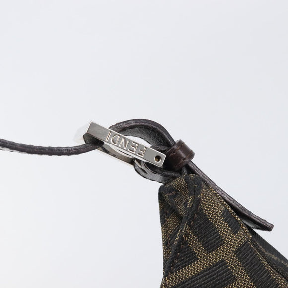 FENDI Zucca Canvas Mamma Baguette Shoulder Bag Black Brown Auth 199953A