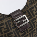 FENDI Zucca Canvas Mamma Baguette Shoulder Bag Black Brown Auth 199953A-18