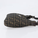 FENDI Zucca Canvas Mamma Baguette Shoulder Bag Black Brown Auth 199953A-3