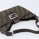 FENDI Zucca Canvas Mamma Baguette Shoulder Bag Black Brown Auth 199953A-6