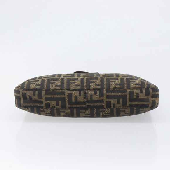 FENDI Zucca Canvas Mamma Baguette Shoulder Bag Black Brown Auth 199953A