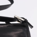 FENDI Mamma Baguette Shoulder Bag Leather Black Silver Auth 199954A-18