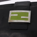 FENDI Mamma Baguette Shoulder Bag Leather Black Silver Auth 199954A-19
