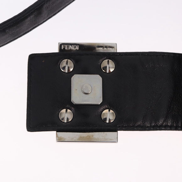 FENDI Mamma Baguette Shoulder Bag Leather Black Silver Auth 199954A