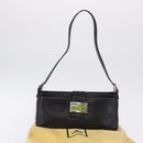 FENDI Mamma Baguette Shoulder Bag Leather Black Silver Auth 199954A-12