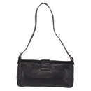 FENDI Mamma Baguette Shoulder Bag Leather Black Silver Auth 199954A-2
