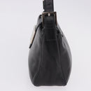FENDI Mamma Baguette Shoulder Bag Leather Black Silver Auth 199954A-3