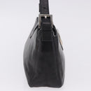 FENDI Mamma Baguette Shoulder Bag Leather Black Silver Auth 199954A-4