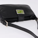 FENDI Mamma Baguette Shoulder Bag Leather Black Silver Auth 199954A-6