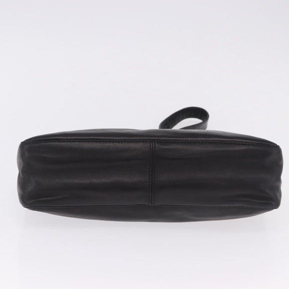 FENDI Mamma Baguette Shoulder Bag Leather Black Silver Auth 199954A