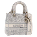 Christian Dior Lady Delight Hand Bag Canvas 2way Gray Gold Auth 199963SAM-1