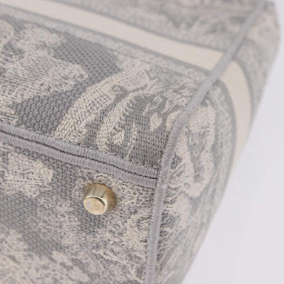 Christian Dior Lady Delight Hand Bag Canvas 2way Gray Gold Auth 199963SAM