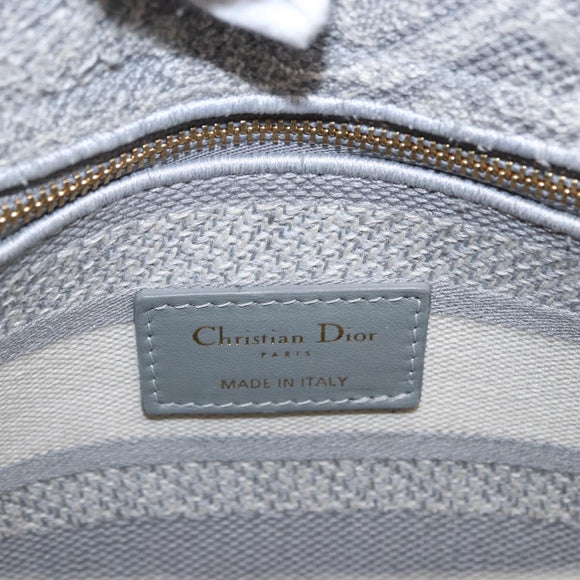 Christian Dior Lady Delight Hand Bag Canvas 2way Gray Gold Auth 199963SAM