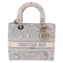 Christian Dior Lady Delight Hand Bag Canvas 2way Gray Gold Auth 199963SAM-13