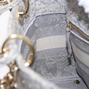 Christian Dior Lady Delight Hand Bag Canvas 2way Gray Gold Auth 199963SAM-22