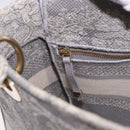 Christian Dior Lady Delight Hand Bag Canvas 2way Gray Gold Auth 199963SAM-23