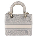 Christian Dior Lady Delight Hand Bag Canvas 2way Gray Gold Auth 199963SAM-2