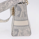 Christian Dior Lady Delight Hand Bag Canvas 2way Gray Gold Auth 199963SAM-3