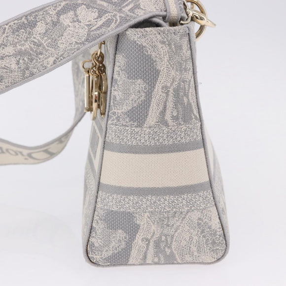 Christian Dior Lady Delight Hand Bag Canvas 2way Gray Gold Auth 199963SAM