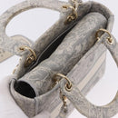 Christian Dior Lady Delight Hand Bag Canvas 2way Gray Gold Auth 199963SAM-6