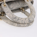 Christian Dior Lady Delight Hand Bag Canvas 2way Gray Gold Auth 199963SAM-7