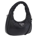 PRADA Hand Bag Soft Padded Nappa leather 2way Black Silver Auth 199964SAM-1
