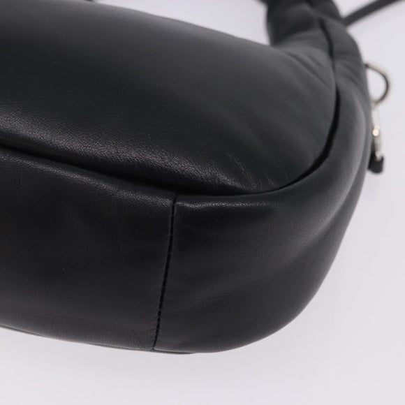 PRADA Hand Bag Soft Padded Nappa leather 2way Black Silver Auth 199964SAM