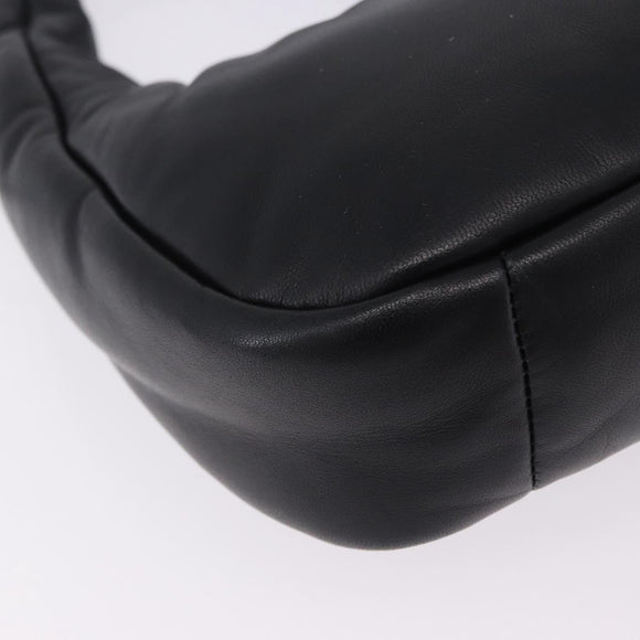 PRADA Hand Bag Soft Padded Nappa leather 2way Black Silver Auth 199964SAM