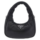 PRADA Hand Bag Soft Padded Nappa leather 2way Black Silver Auth 199964SAM-2