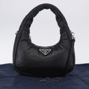 PRADA Hand Bag Soft Padded Nappa leather 2way Black Silver Auth 199964SAM-25