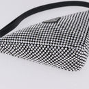 PRADA Rhinestone Hand Bag Canvas Black Silver Auth 199965M-14