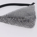 PRADA Rhinestone Hand Bag Canvas Black Silver Auth 199965M-16
