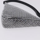 PRADA Rhinestone Hand Bag Canvas Black Silver Auth 199965M-9