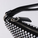 PRADA Rhinestone Hand Bag Canvas Black Silver Auth 199965M-10