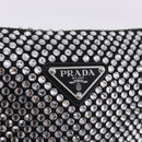 PRADA Rhinestone Hand Bag Canvas Black Silver Auth 199965M-17